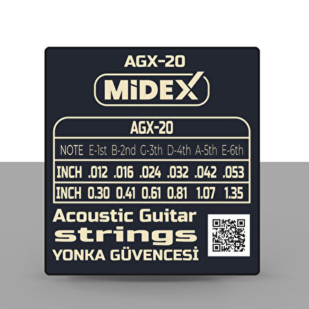 Midex AGX-20 Akustik Gitar Teli Takımı ve Pena Seti